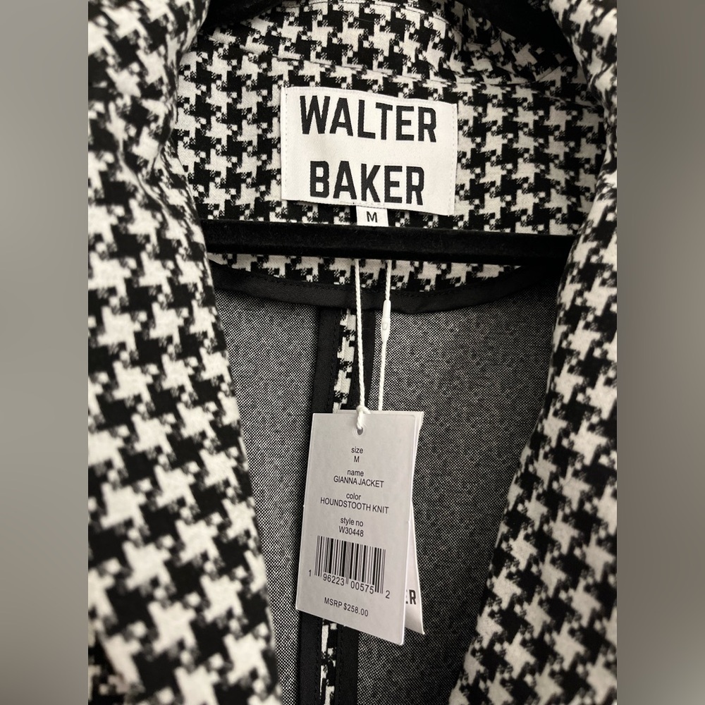 Walter Baker Black and White Houndstooth Blazer